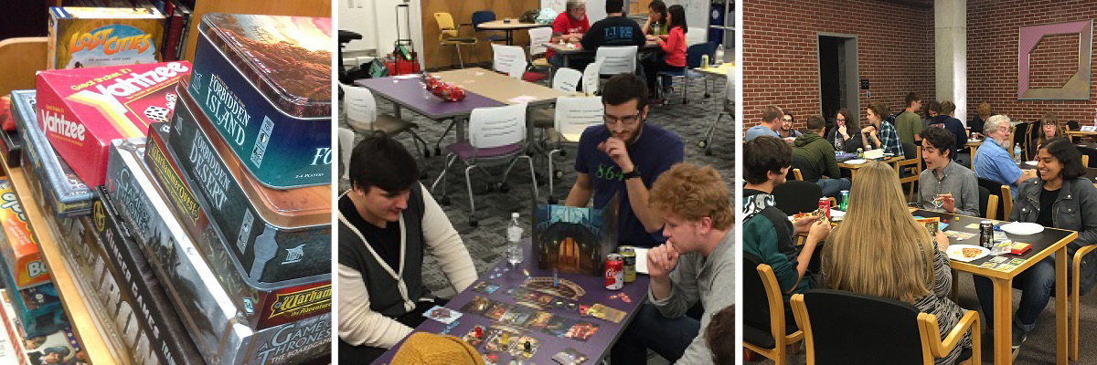 students, faculty and staff playing games on games night